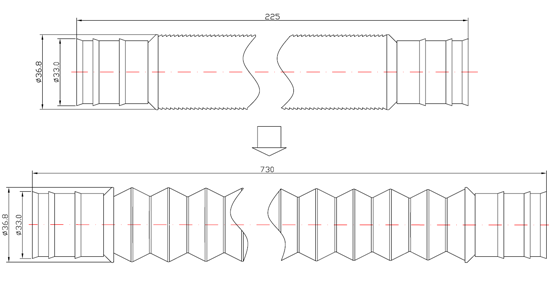 PTH001 P-trap extension hose drawing